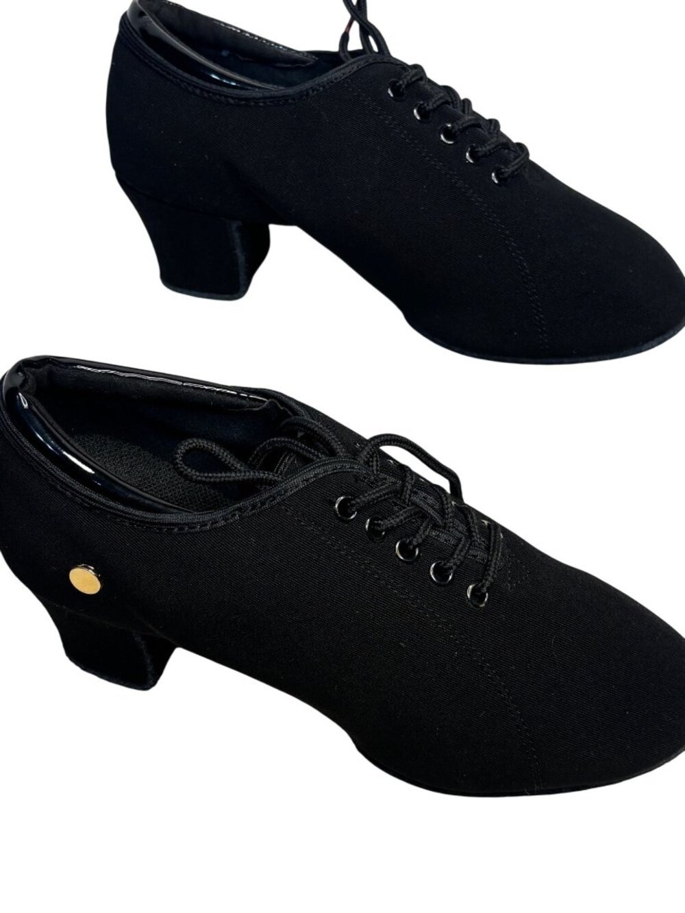 Dance  Black Canvas Lace-Up Shoes 2" Cuban Heel - Size 5.5 ballroom Latin